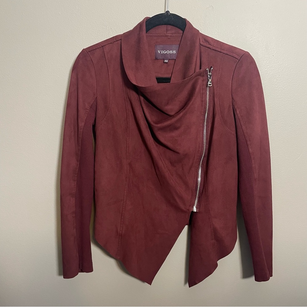 Vigoss faux suede zip jacket maroon - Picture 4 of 8